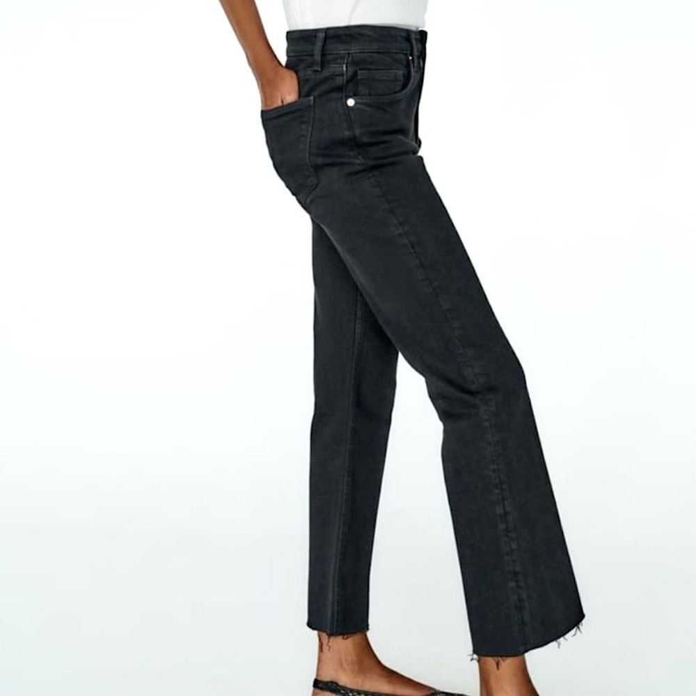 NEW Zara Black Crop Flare Jeans US 12 NWT